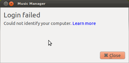 Ubuntu Error window stating “Login failed: Could not identify your computer, with a simple “Close” button
